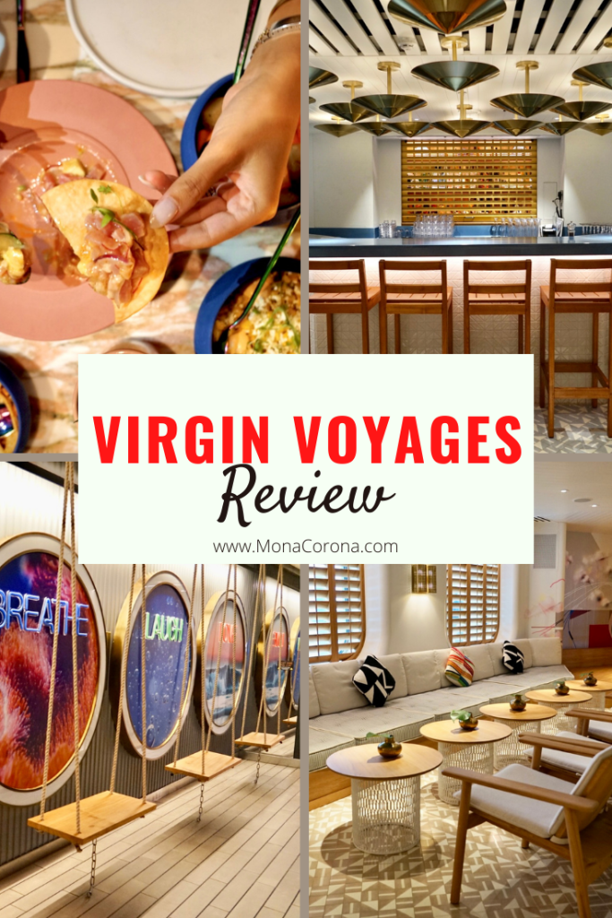 Click to read a detailed review of the brand new adults-only Virgin Voyages cruise ship, the Scarlet Lady! | cruise travel, cruise tips, beach vacations, couples travel, honeymoon, bachelorette party destination, mexico, tulum, cozumel, bahamas, island, playa del carmen, caribbean, puerto rico, dominican republic, cruise line, cruises, cruise port, cruiseship vacation, cruiseship food, cruiseship cabin, cruiseship bathroom, cruisehip activities, cruiseship sunset #cruiseship #travelinspo 