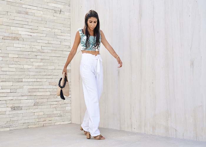 Minimalist Summer Co-ord Set Trendy Knit Palazzos & Crop Top Pair Luxury  Women's Loungewear 
